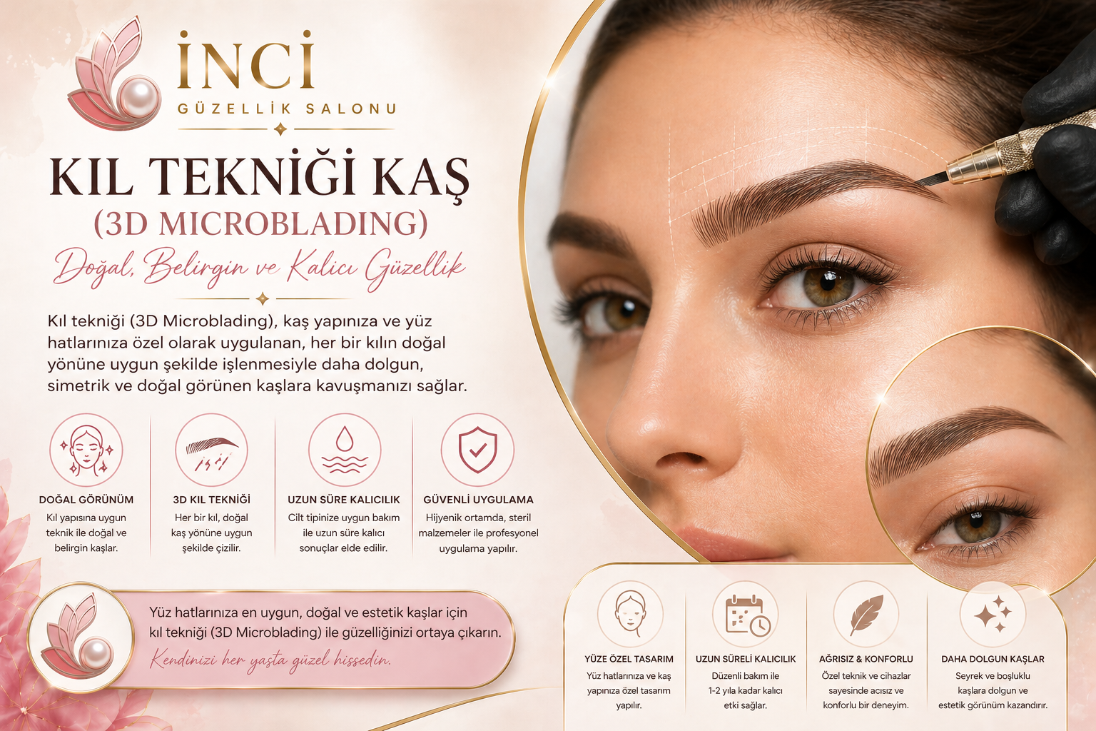 Kıl tekniği kaş microblading uygulaması, Sivas
